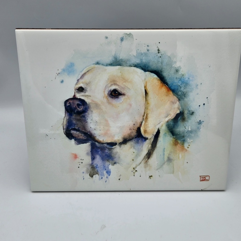 Labrador Retriever Portrait Art Print on Tile‎ Wall Signed Dean Crouser 8x10
